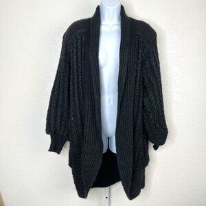 Vintage‎ 80's Career Franklin Mohair Blend Balloon Sleeve S/M Black Knit Detail